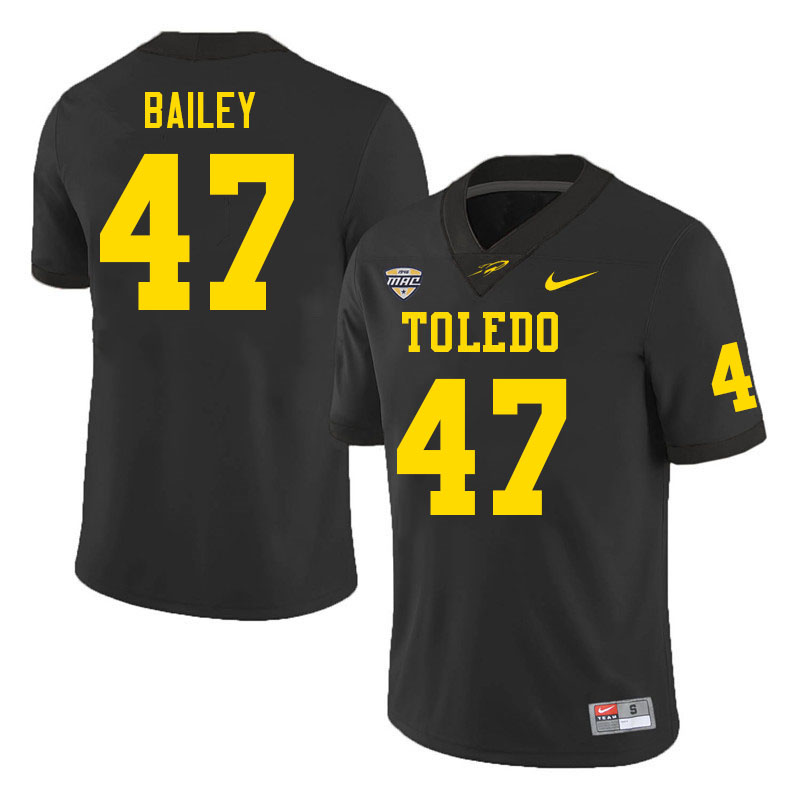 Toledo Rockets #47 Matthew Bailey College Football Jerseys Stitched Sale-Black